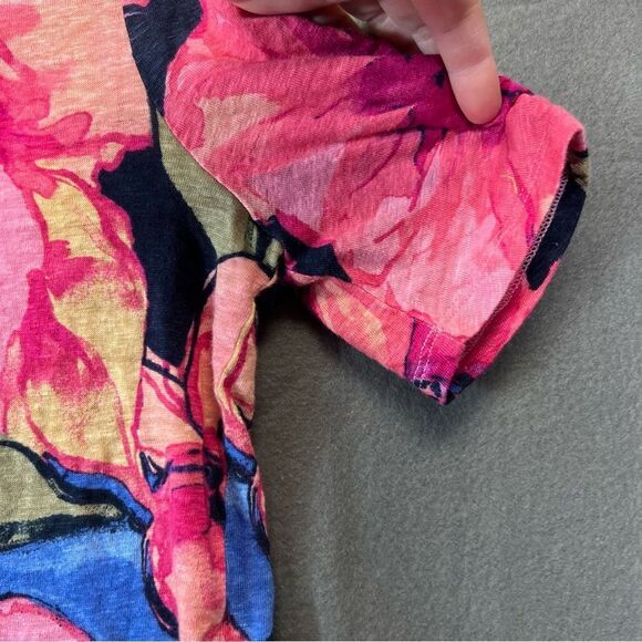 Chicos medium Linen Floral Ruched Sleeve Tee - Picture 10 of 16